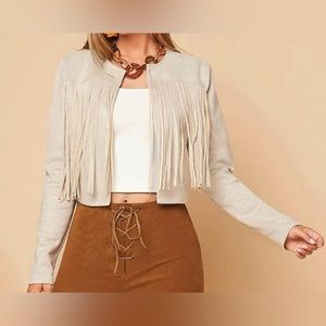 Fringe Crop Jacket Faux Suede